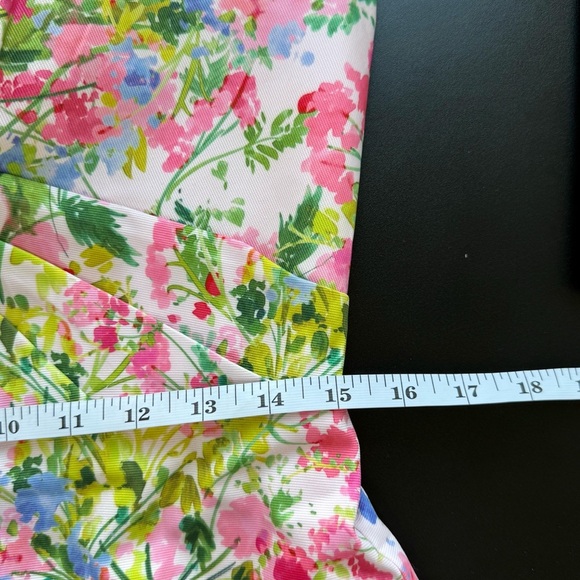 ML Monique Lhuillier Lily Sweetheart Faille Midi-Dress Pink Floral (Size 10) - Picture 13 of 14